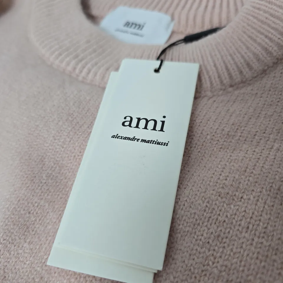AMI ALEXANDRE MATTIUSSI KNIT SWEATER – PINK, UK SIZE L