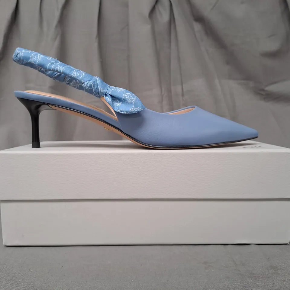 BOXED PAIR OF CHARLES & KEITH POINTED TOE LOW HEEL SHOES IN BLUE EU SIZE 41