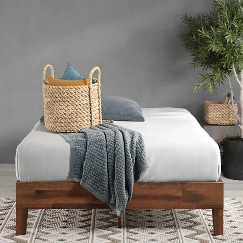 BOXED ELARA DELUXE PLATFORM WOOD BED FRAME 12"/30CM HEIGHT - SIZE UNSPECIFIED 