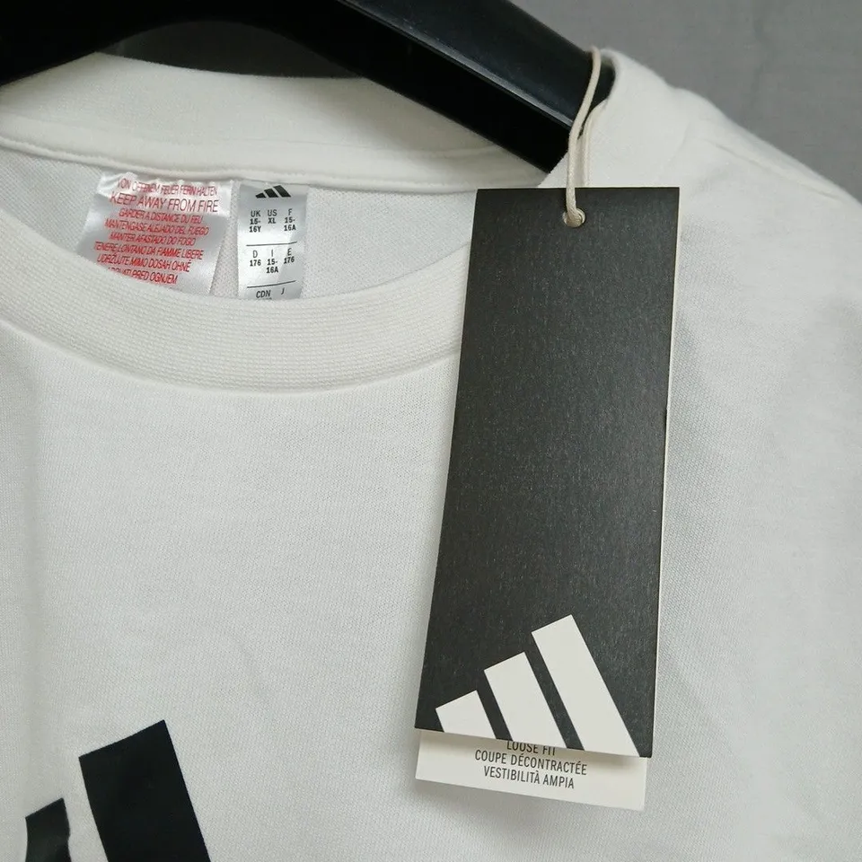 ADIDAS JUNIOR BOYS ZNE TEE – WHITE/BLACK - SIZE 15-16YRS