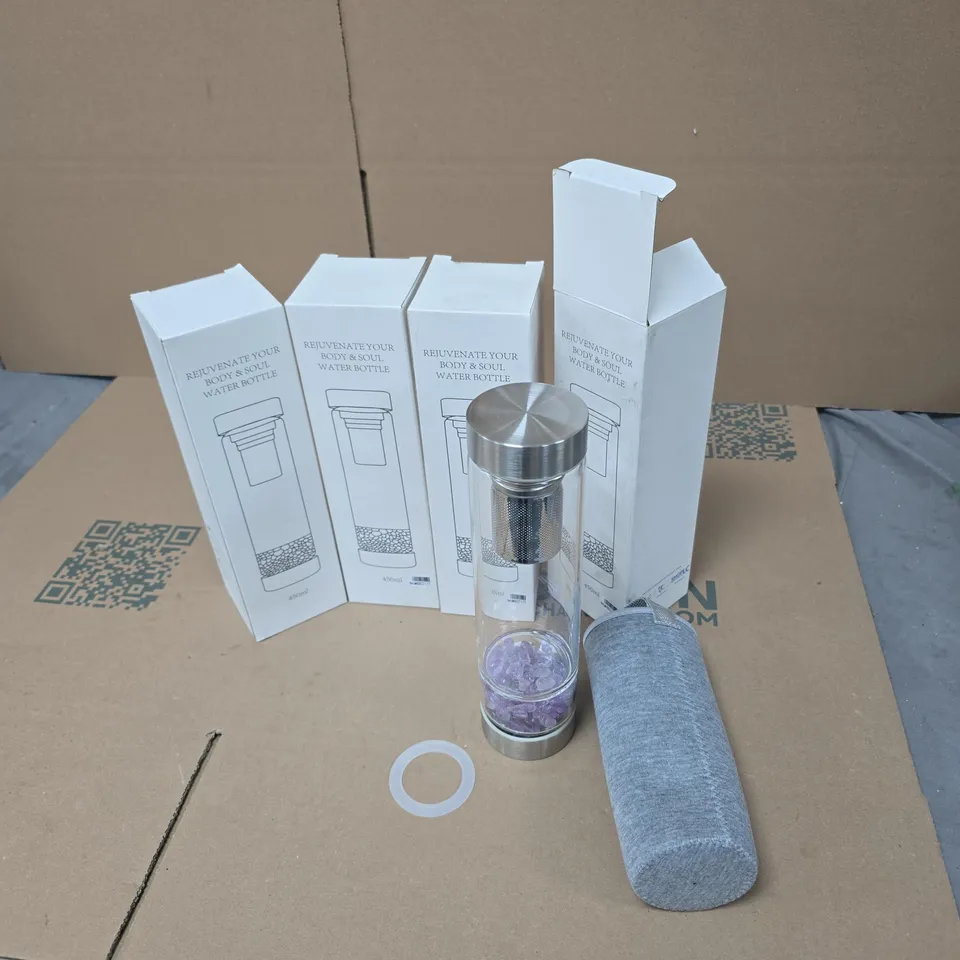SET OF FOUR SOULSMART WATER BOTTLES WITH METAL INFUSER 450ML