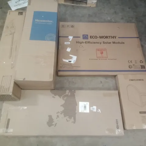 PALLET OF ASSORTED ITEMS INCLUDING BLUE RIDGE HEDGE TRIMMER, NEWENTOR MATTRESS TOPPER, STOREMIC TOILET SEAT, ECO-WORTHY HIGH-EFFICIENCY SOLAR MODULE, HOMIDEC PLANT STAND