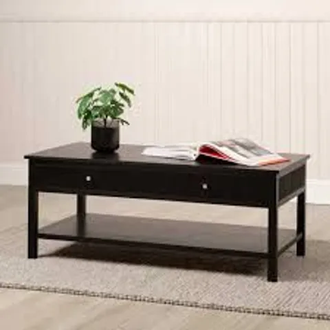 BOXED LINDON 2 DRAWER COFFEE TABLE IN BLACK (1 BOX)