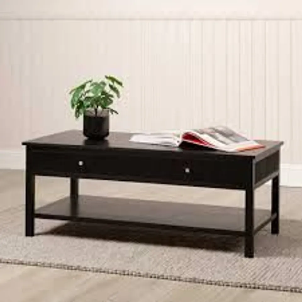 BOXED LINDON 2 DRAWER COFFEE TABLE IN BLACK (1 BOX)