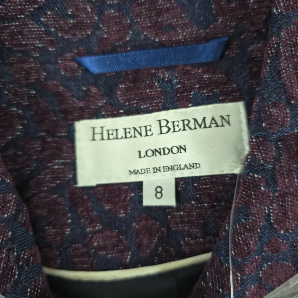 HELENE BERMAN LONDON BURGUNDY JACKET – UK SIZE 8, MADE IN ENGLAND