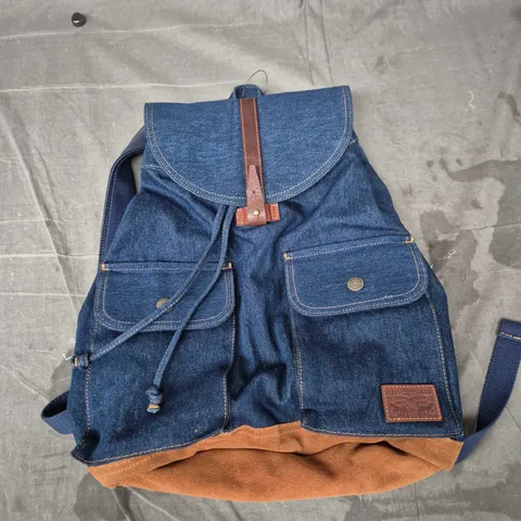 Levi's Denim Backpack – Blue with Brown Suede Base 