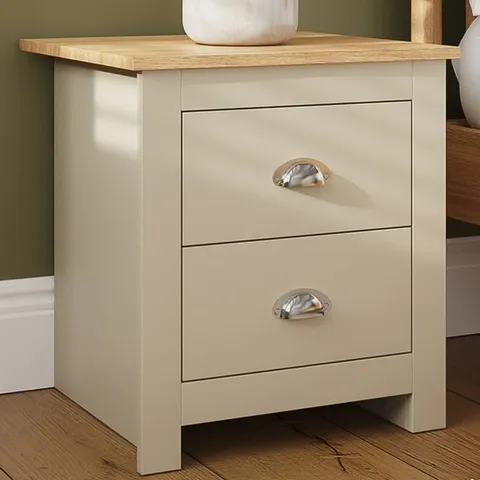 BOXED GFW LANCASTER 2 DRAWER CREAM BEDSIDE TABLE (1 BOX)