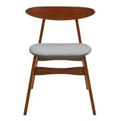 BOXED SET OF 2 LIVING AND HOME LINEN UPHOLSTERED WOODEN DINING CHAIR WITH CURVED BACKREST - GREY SEAT (1 BOX)