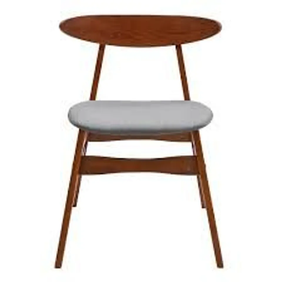 BOXED SET OF 2 LIVING AND HOME LINEN UPHOLSTERED WOODEN DINING CHAIR WITH CURVED BACKREST - GREY SEAT (1 BOX)