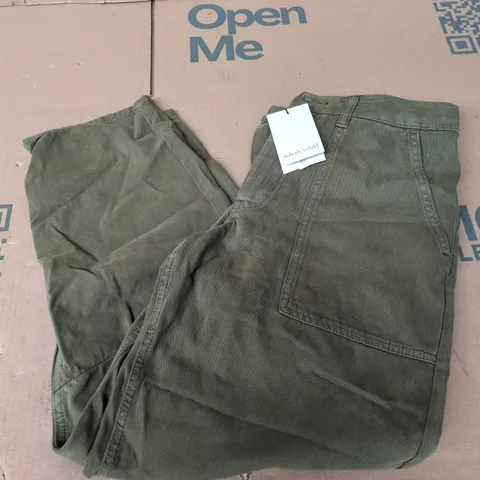 NOBODYS CHILD THEA UTILITY POCKET TROUSERS IN DENIM TWILL GREEN - UK 10R