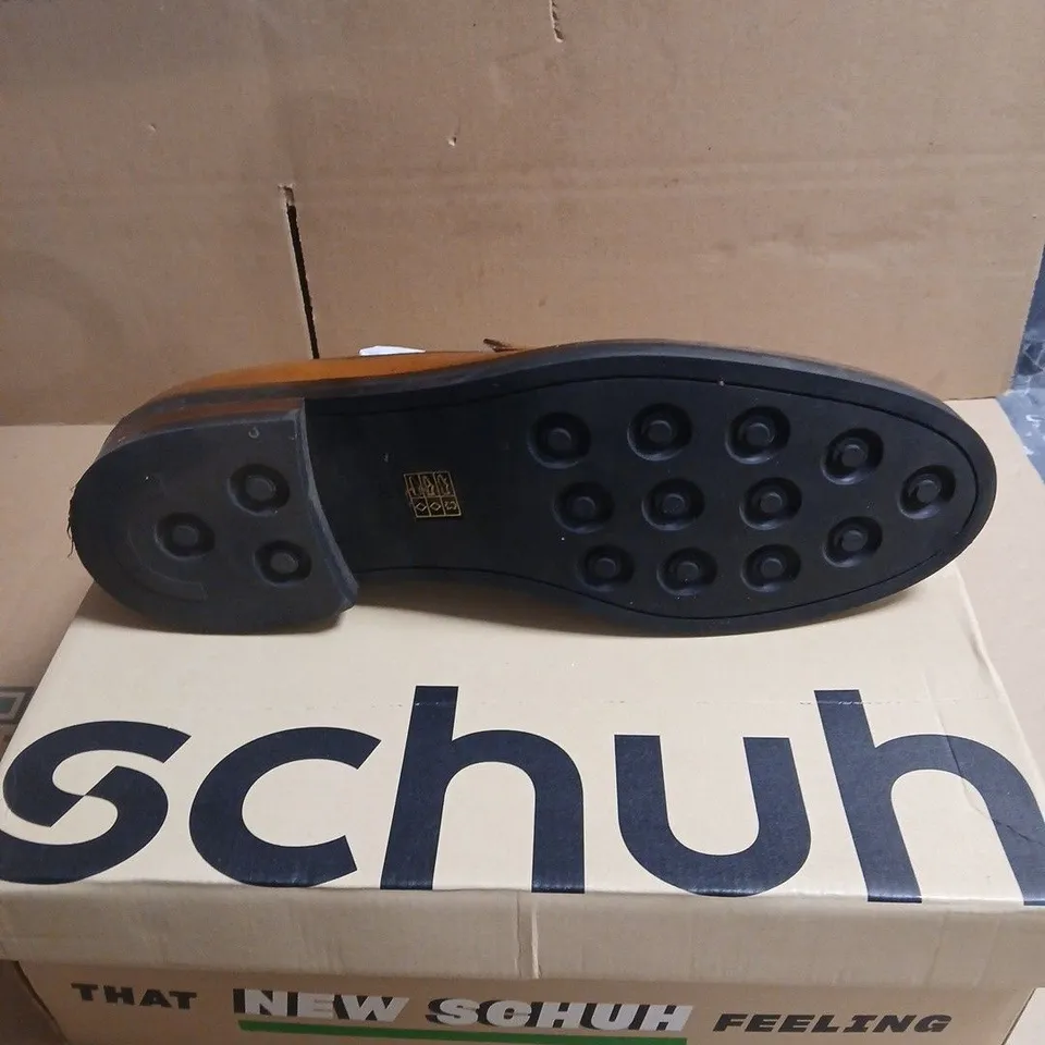 SCHUH BROWN LEATHER PENNY LOAFERS – MEN'S BOXED SIZE UK 12