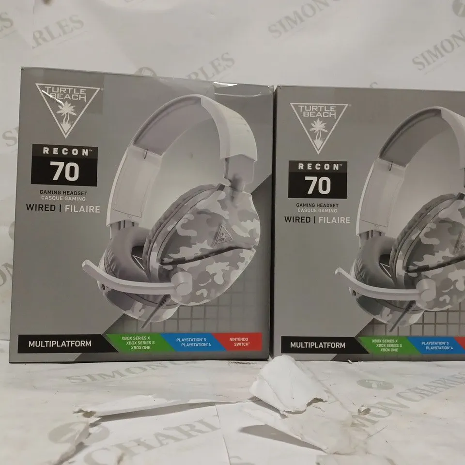 LOT OF 2 TURTLE BEACH RECON 70 MULTIPLATFORM WIRED GAMING HEADSET, SILVER