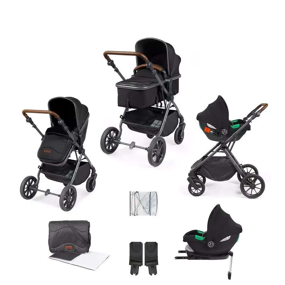 ICKLE BUBBA COSMO ALL-IN-ONE I-SIZE TRAVEL SYSTEM WITH CIRRUS CAR SEAT & ISOFIX BASE - GUNMETAL / BLACK / TAN