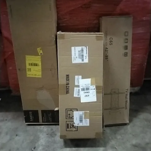 PALLET OF HOUSEHOLD ITEMS TO INCLUDE FACIAL STEAMER, TV WALL MOUNT, WIRELESS SPEAKER STAND AND OTHER ASSORTED ITEMS...