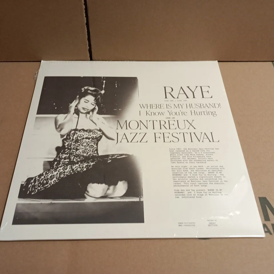 RAYE – WHERE IS MY HUSBAND! I KNOW YOU'RE HURTING LIVE AT MONTREUX JAZZ FESTIVAL - SEALED - VINYL LP