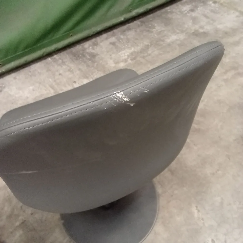 SET OF 2 QUALITY DESIGNER ZARAGOZA GAS-LIFT BARSTOOLS, DARK GREY PU LEATHER