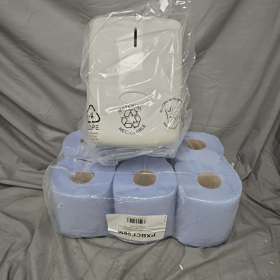 CAGE OF APPROXIMATELY 5 ASSORTED HOUSEHOLD ITEMS, INCLUDING PAPER TOWELS AND PAPER TOWEL DISPENSERS