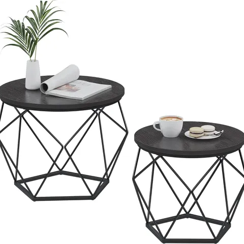 BOXED VASAGLE ROUND COFFEE TABLE, SET OF 2
