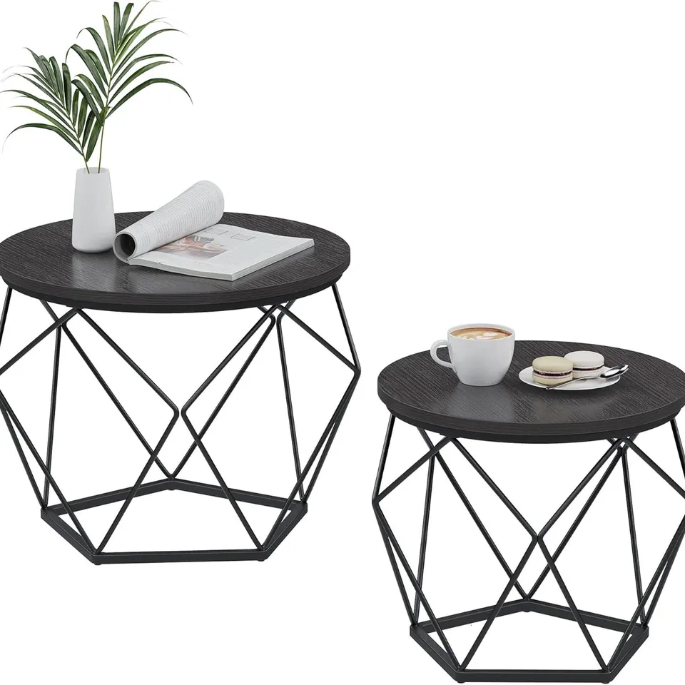 BOXED VASAGLE ROUND COFFEE TABLE, SET OF 2
