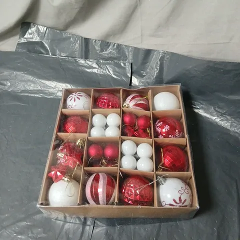 BOX OF APPROXIMATELY 20 ASSORTED HOUSEHOLD ITEMS INCLUDING CHRISTMAS BAUBLES , CROSS KIT KIT AND ION8 WATER BOTTLE