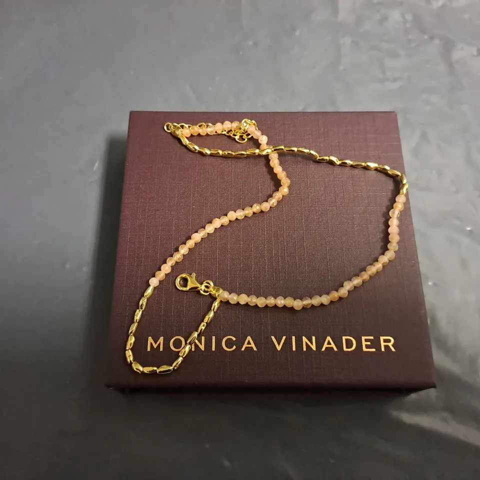 BOXED MONICA VINADER GOLDEN & PINK STONE BRACELET 