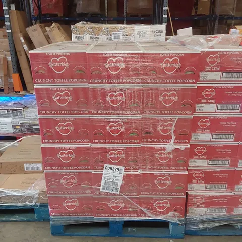 PALLET TO CONTAIN APPROX 54 BOXES OF BUTTERKIST TOFFEE POPCORN - 14 X 170g BAGS PER BOX // BEST BEFORE: 04/2025