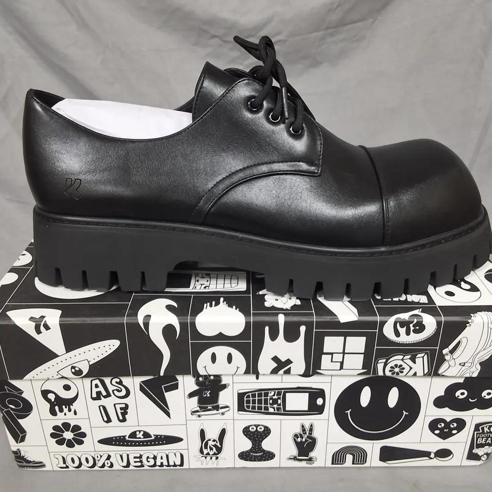 BOXED KOI THE CORRUPTER MEN'S SQUARE TOE SHOES IN BLACK - UK 12