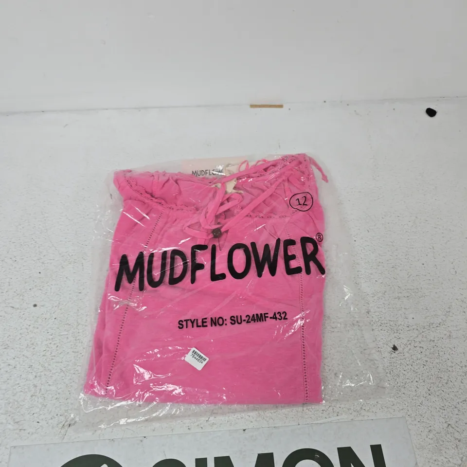MUDFLOWER PINK LACE-TRIM TOP, WOMEN'S, UK 12 (EU 40, US 8)