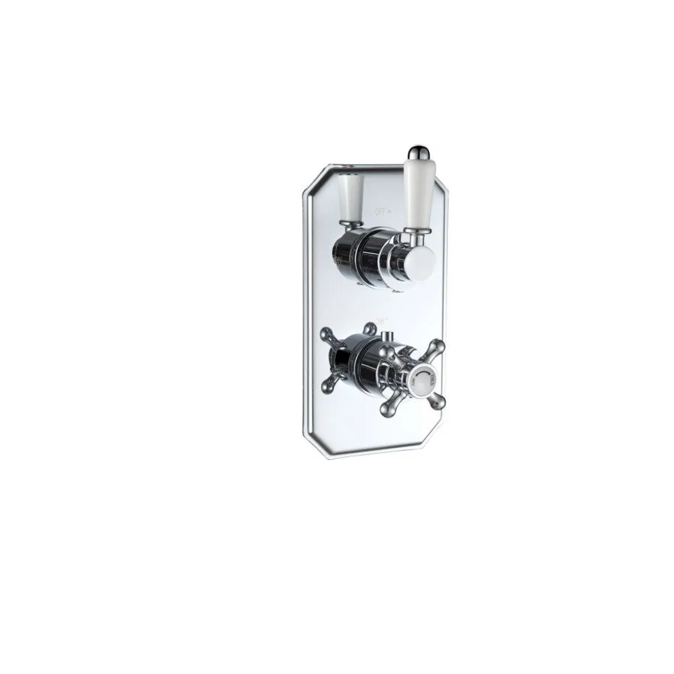 BOXED CAMBRIDGE TRADITIONAL TWIN SHOWER VALVE 1 OUTLET