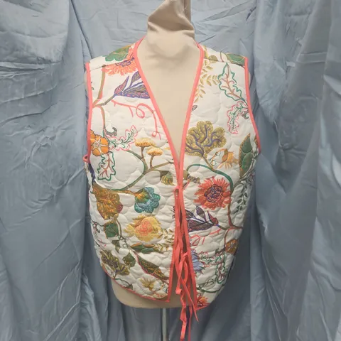 WHITE STUFF WOMEN'S FLORAL PRINT QUILTED VEST – ORGANIC COTTON, UK M