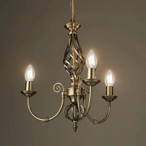 CURLY 3-LIGHT ANTIQUE BRASS LIGHT