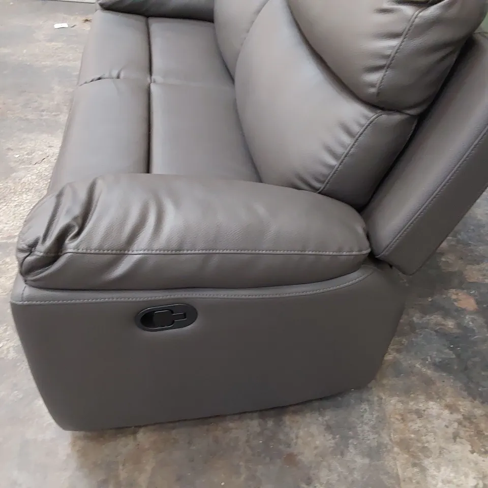 DESIGNER MANUAL RECLINING THREE SEATER SOFA BROWN LEATHER 