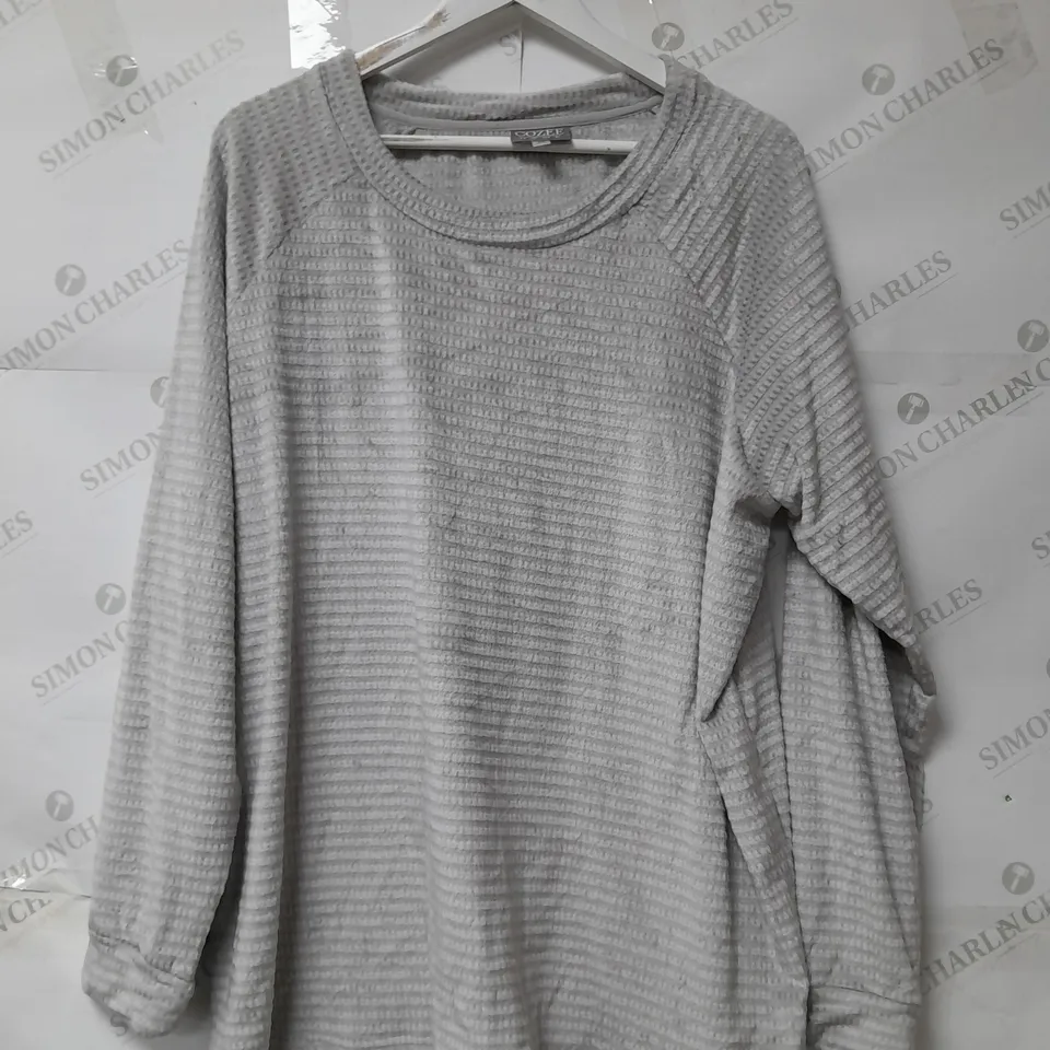 COZEE HOME LADIES FLEECE WAFFLE PYJAMAS GREY SIZE XXXL
