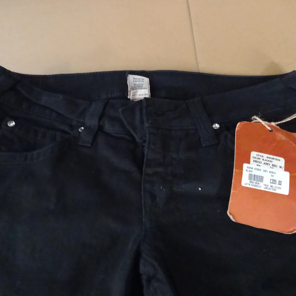 BRAND NEW TRUE RELIGION DISCO JOEY BLACK JEANS - 32