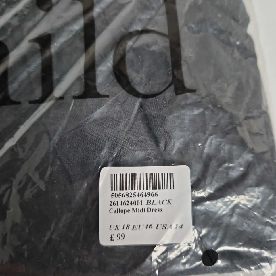 NOBODY'S CHILD CALIOPE MIDI DRESS – BLACK, UK 18 (EU 46, US 14)