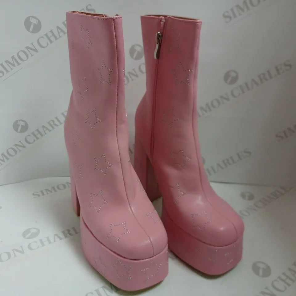 KOI VEGAN A PRINCESS’S LITTLE SECRET DIAMANTE HEELED BOOTS - SIZE 6