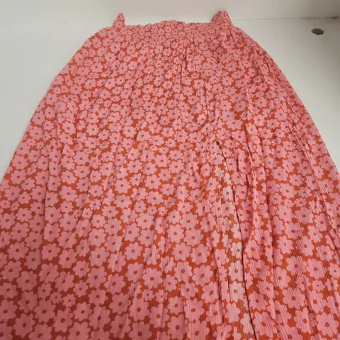 LUCY & YAK POPPY SKIRT – VISCOSE, COASTAL FLOWER PRINT, PINK – UK M