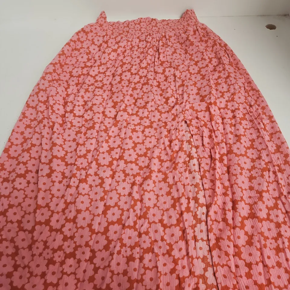 LUCY & YAK POPPY SKIRT – VISCOSE, COASTAL FLOWER PRINT, PINK – UK M