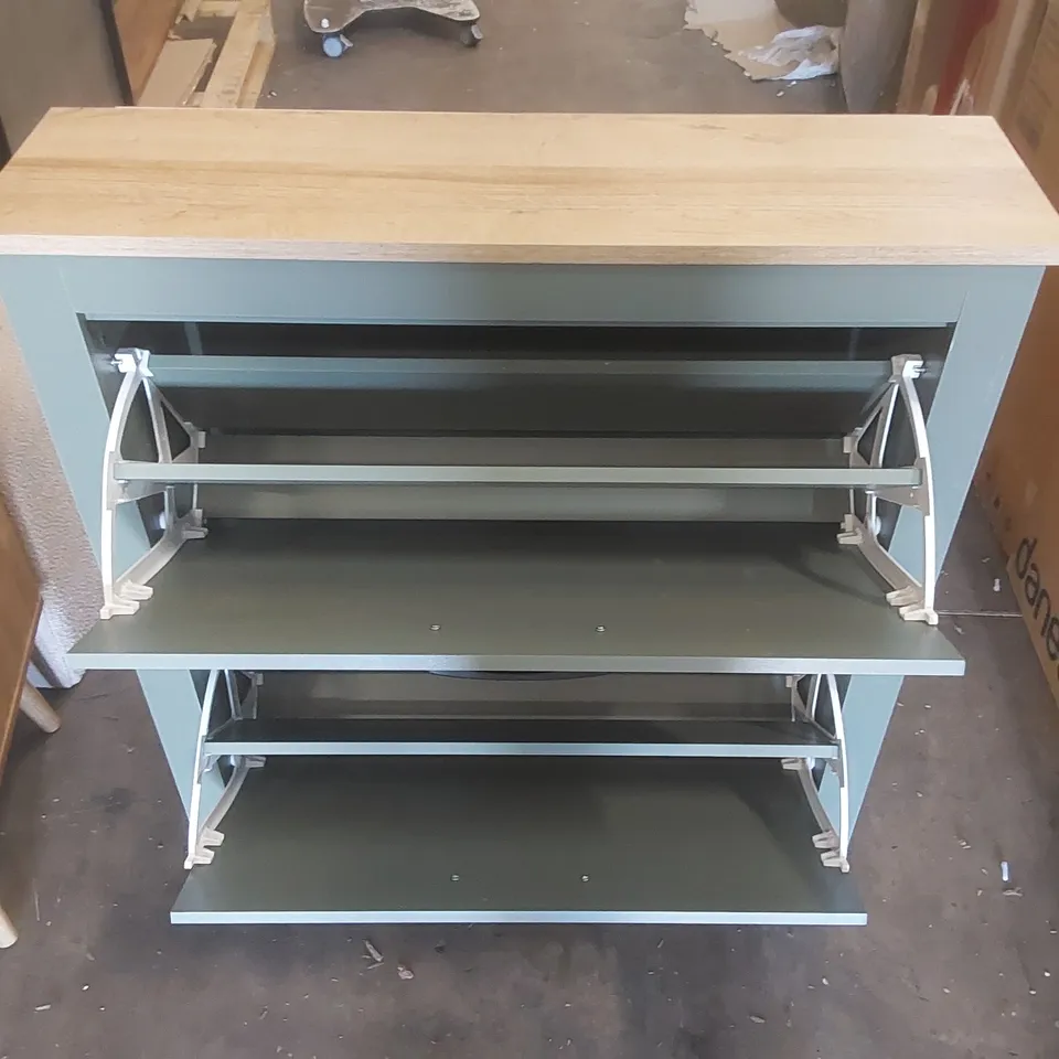 DESIGNER WOODEN 2 FLIP DOOR SHOE STORAGE CABINET