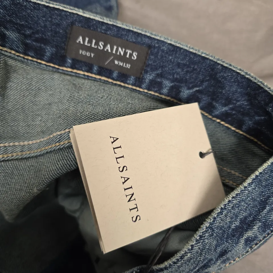 ALL SAINTS IGGY JEANS IN INDIGO BLUE - SIZE 34/32