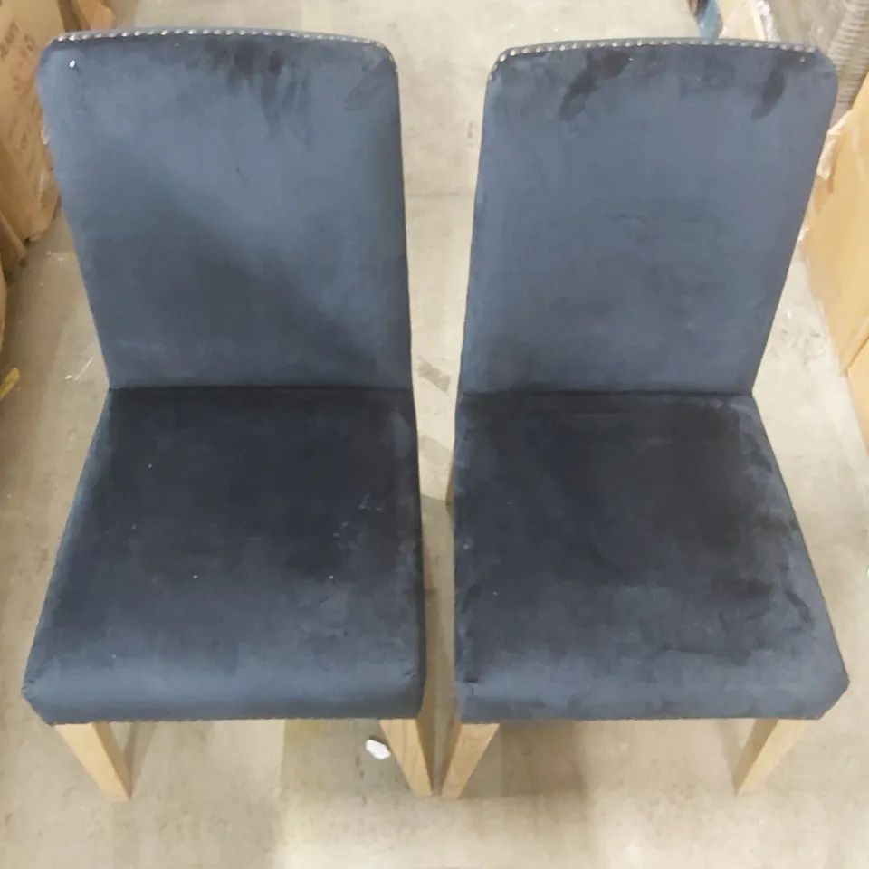 PAIR OF REX ATLANTIC VELVET DINING CHAIRS - DARK BLUE