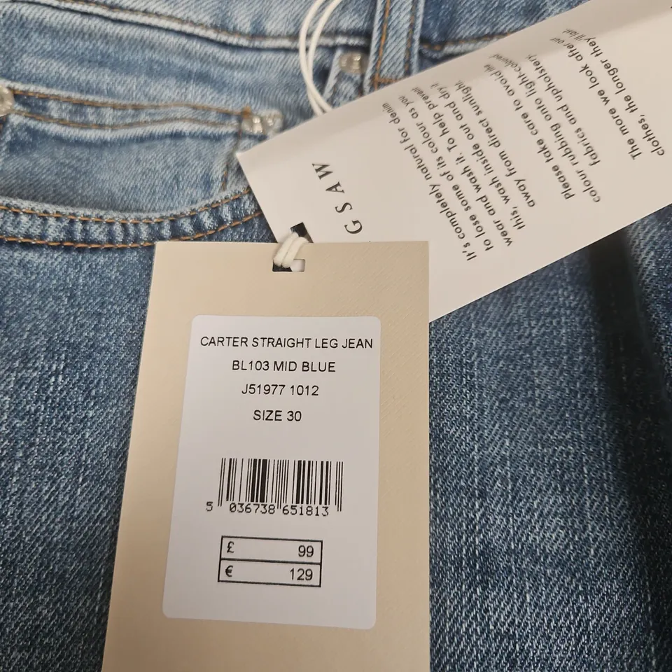 JIGSAW CARTER STRAIGHT LEG JEANS – MID BLUE, SIZE 30 (UK)