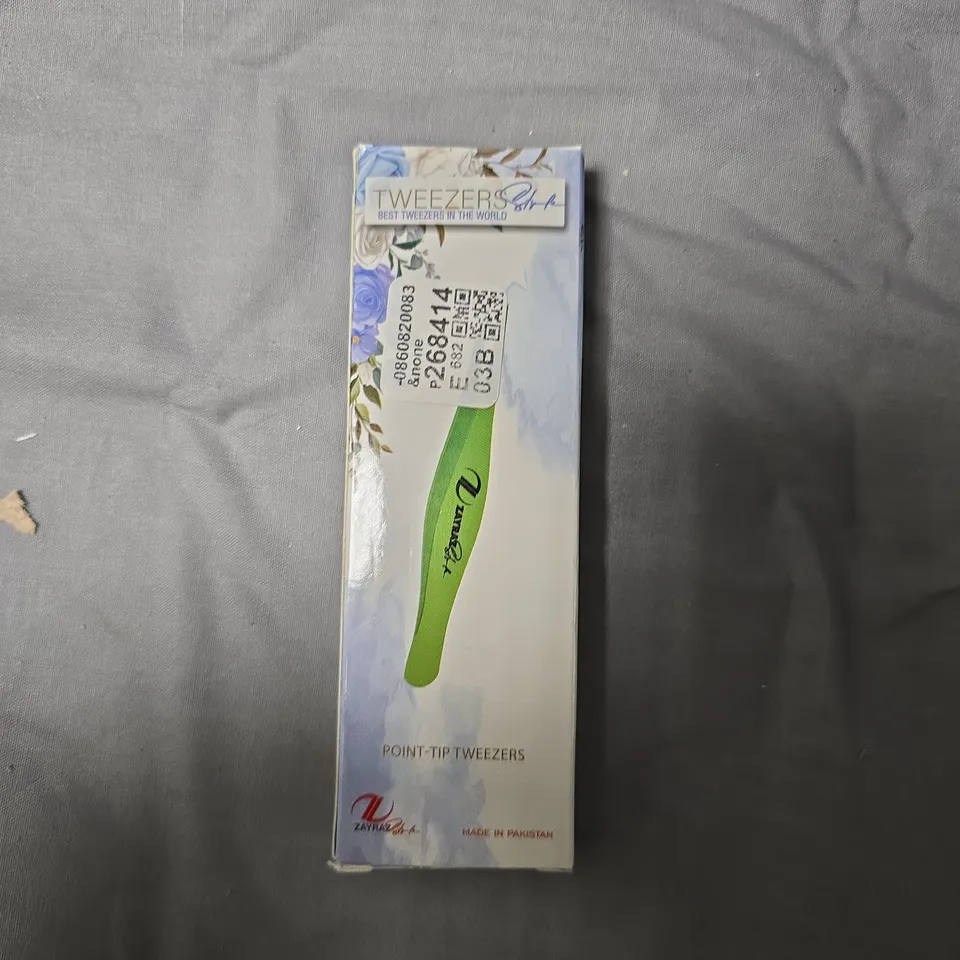 ZAYRAZ POINT-TIP TWEEZERS WITH LEATHER CASE – GREEN APPROXIMATELY 9 PCS 