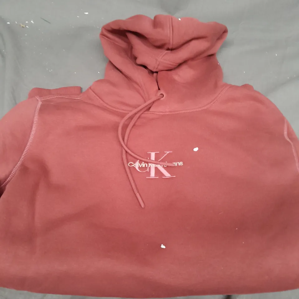 CALVIN KLEIN JEANS MONOLOGO HOODIE - RED - MEDIUM 