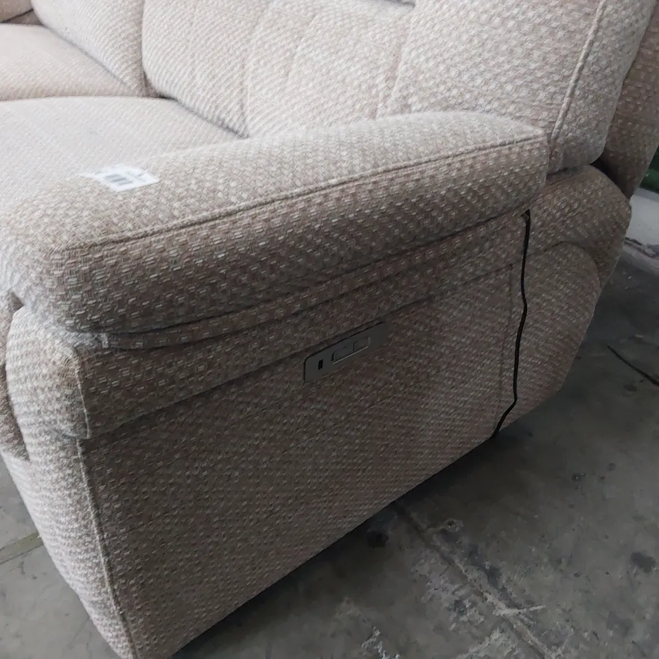 QUALITY BRITISH DESIGNER G PLAN SEATTLE POWER RECLINING THREE SEATER SOFA HOPSACK ROSE FABRIC