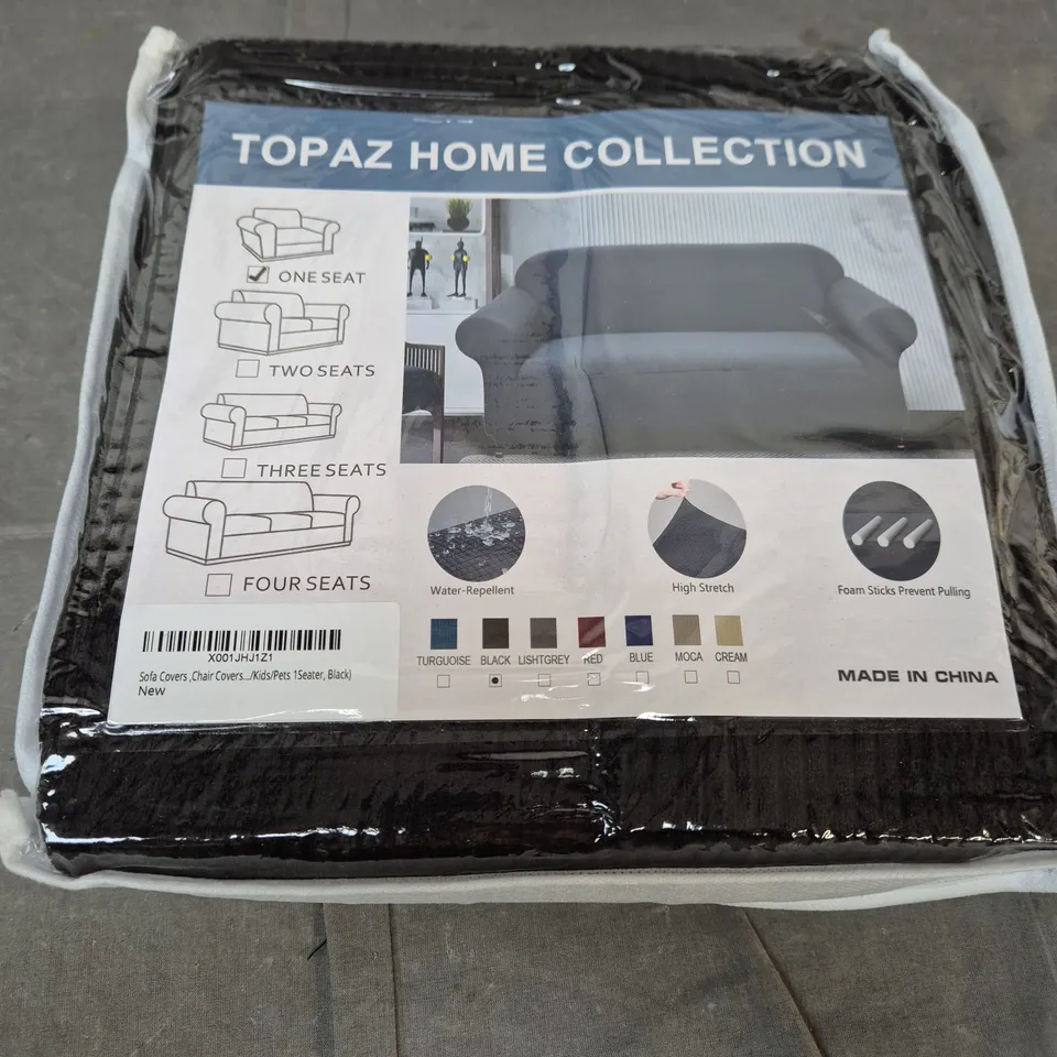 BOX OF 6 ASSORTED BLACK CHAIR COVERS - SINGLE CHAIR