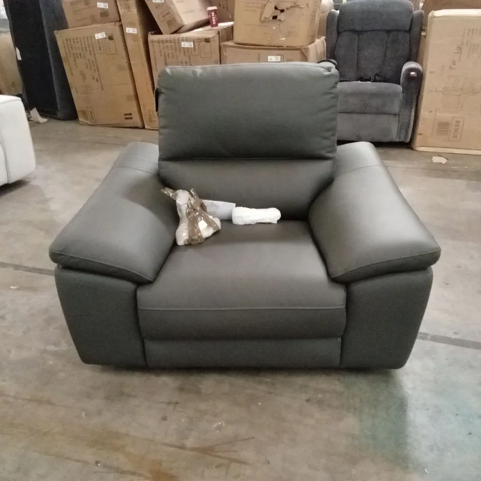 PAVILION LEATHER/FAUX LEATHER POWER RECLINER ARMCHAIR - CHARCOAL RRP £829