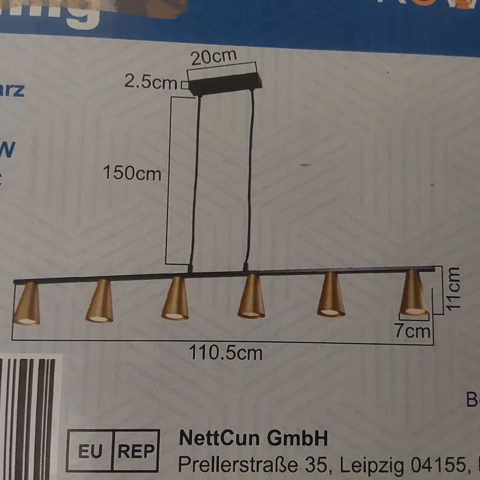 BOXED DESIGNER 6 LIGHT PENDANT LIGHT