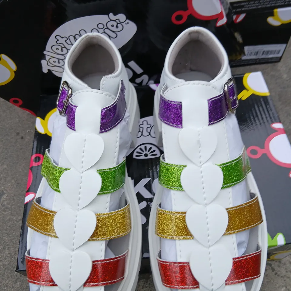 KOI KIDZ TELETUBBIES GLITTER RAINBOW SANDALS – WHITE, UK 2