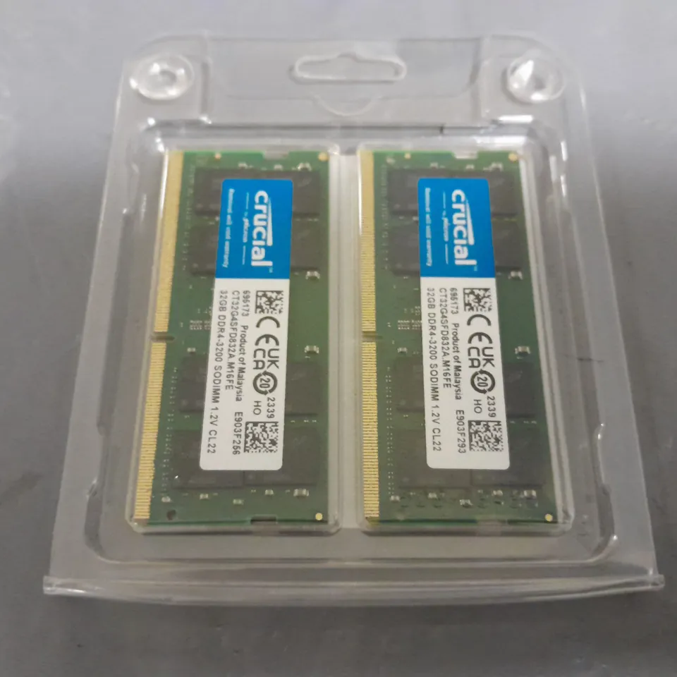 CRUCIAL 64GB KIT 2X32GB NOTEBOOK DDR4-3200 SODIMM RAN - CT2K32G4SFD832A